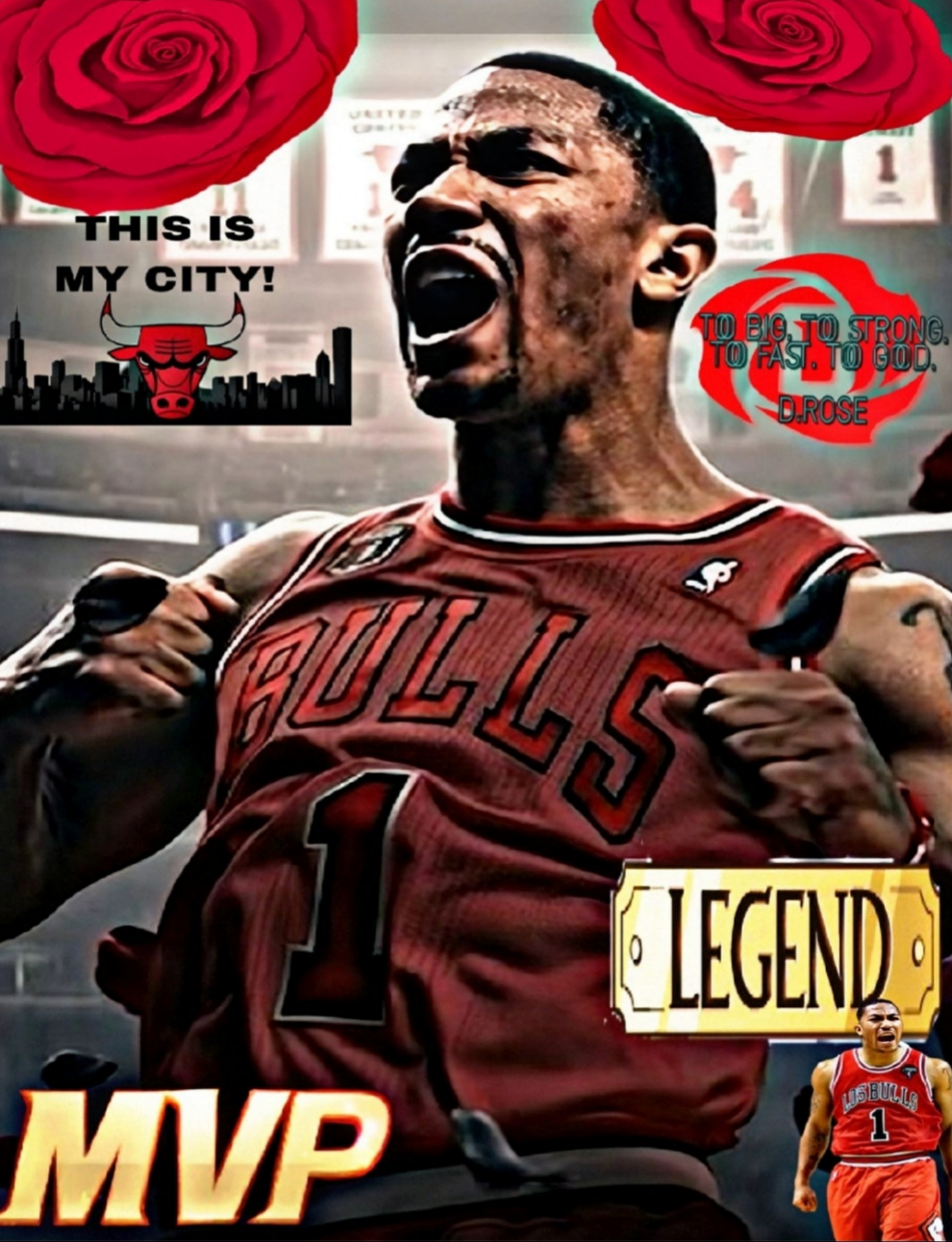 NEW! DERRICK ROSE SELF CREATED ORIGINAL BULLS 8.5x11 ULTRA GLOSSY ART POSTER!