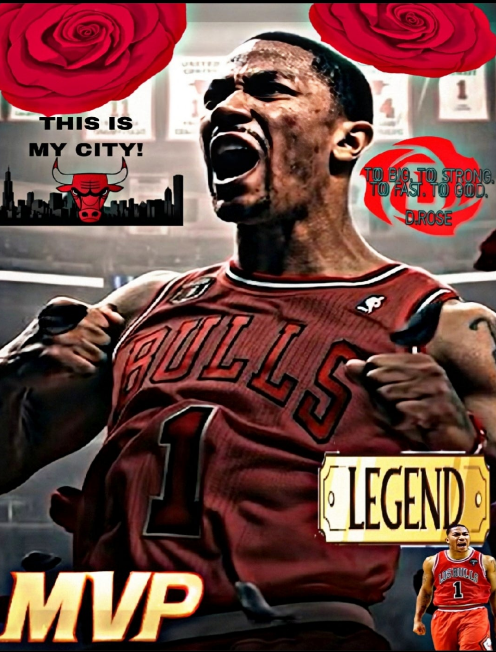 NEW! DERRICK ROSE SELF CREATED ORIGINAL BULLS 8.5x11 ULTRA GLOSSY ART POSTER!