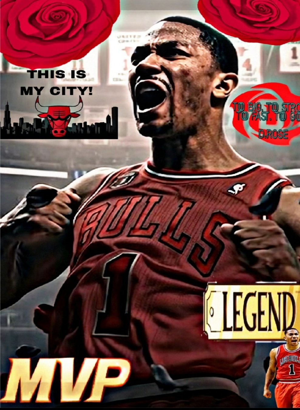NEW! DERRICK ROSE SELF CREATED ORIGINAL BULLS 8.5x11 ULTRA GLOSSY ART POSTER!