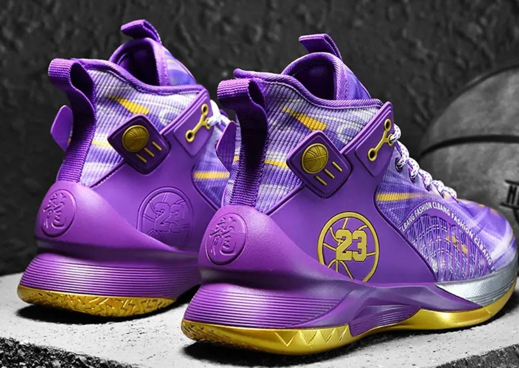 BRAND NEW! PURPLE AND GOLD,BLACK AND WHITE,AND GREEN AND ORANGE SPORTS ATHLETIC MEN’S SIZES 6.5-11 BASKETBALL SHOES