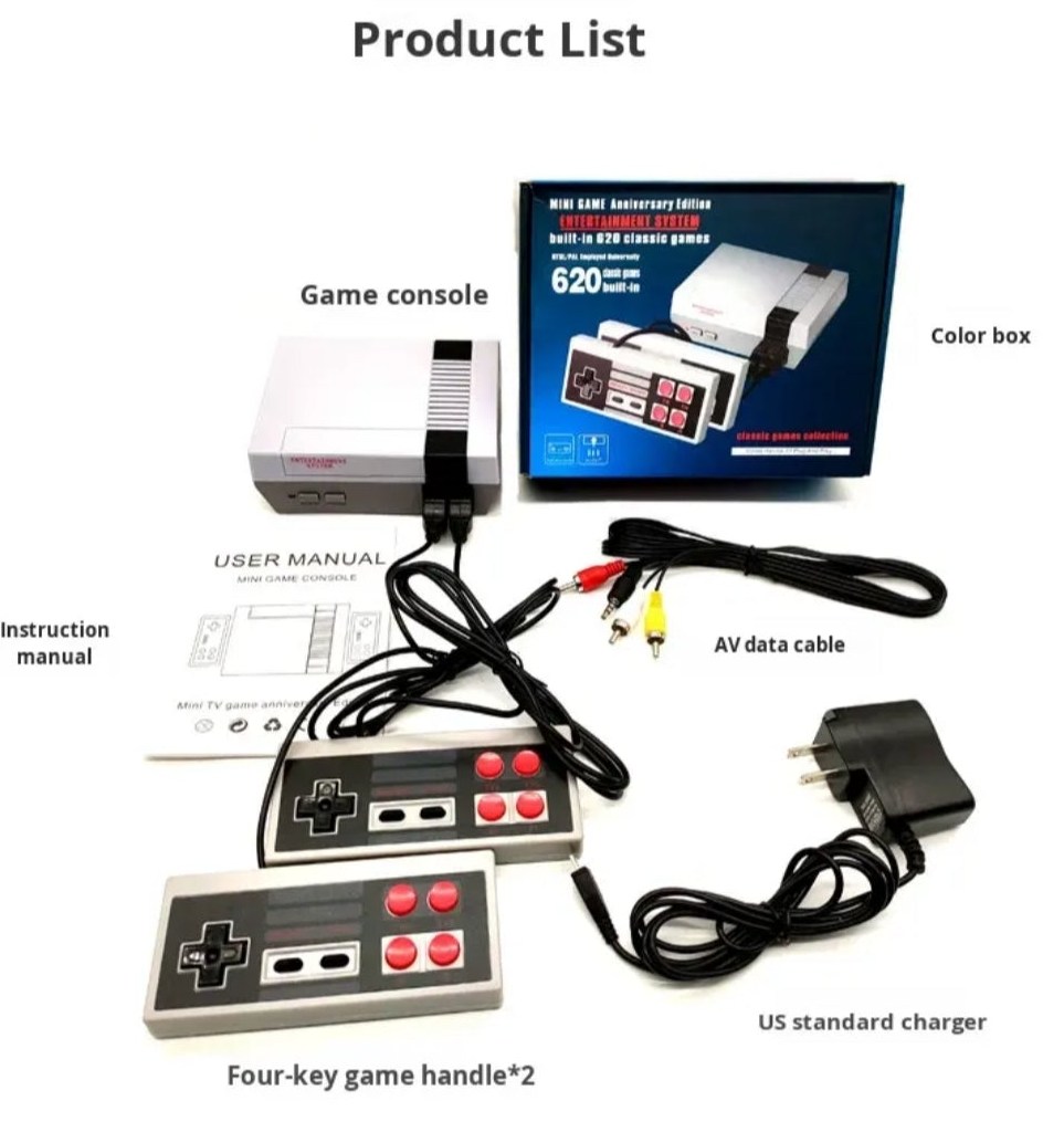 BRAND NEW! CLASSIC 620 BUILT IN NES VIDEO GAME REMAKE SYSTEM WITH 2 BRAND NEW! CONTROLLERS AND HOOKUP ACCESSORIES!