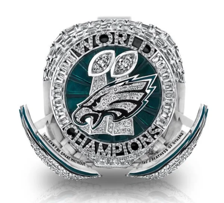 BRAND NEW!💯 HAND-MADE🖐️JALEN HURTS 2025 COLLECTORS SOUVENIR FOOTBALL SIZE 11 FAN RING WITH BRAND NEW! BLACK DISPLAY PROTECTION RING BOX AND SIX BRAND NEW! JALEN HURTS EAGLES 8.5x11 ULTRA PREMIUM GLOSSY 2025 CHAMPION CREATED ORIGINAL POSTERS!🤩