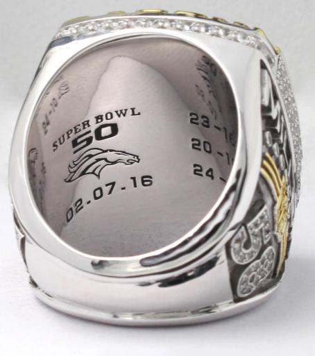 BRAND NEW!💯 HAND-MADE🖐️VON MILLER 2015 COLLECTORS SOUVENIR FOOTBALL SIZE 11 FAN RING WITH BRAND NEW! BLACK DISPLAY PROTECTION RING BOX AND SIX BRAND NEW! VON MILLER DENVER BRONCOS 8.5x11 ULTRA PREMIUM GLOSSY 2015 CHAMPIONSHIP REPRINT POSTERS!🤩