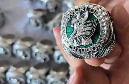 BRAND NEW!💯 HAND-MADE🖐️JALEN HURTS 2025 COLLECTORS SOUVENIR FOOTBALL SIZE 11 FAN RING WITH BRAND NEW! BLACK DISPLAY PROTECTION RING BOX AND SIX BRAND NEW! JALEN HURTS EAGLES 8.5x11 ULTRA PREMIUM GLOSSY 2025 CHAMPION CREATED ORIGINAL POSTERS!🤩