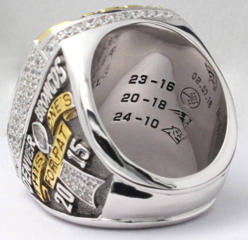 BRAND NEW!💯 HAND-MADE🖐️VON MILLER 2015 COLLECTORS SOUVENIR FOOTBALL SIZE 11 FAN RING WITH BRAND NEW! BLACK DISPLAY PROTECTION RING BOX AND SIX BRAND NEW! VON MILLER DENVER BRONCOS 8.5x11 ULTRA PREMIUM GLOSSY 2015 CHAMPIONSHIP REPRINT POSTERS!🤩