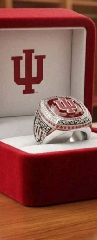 BRAND NEW!💯 CUSTOM MADE🖐️COLLECTORS INDIANA HOOSIERS SIZE 11 COLLEGE SOUVENIR FOOTBALL 2026 ROSE🌹BOWL CHAMPIONS RING WITH BRAND NEW! DISPLAY PROTECTION RING BOX!🤩
