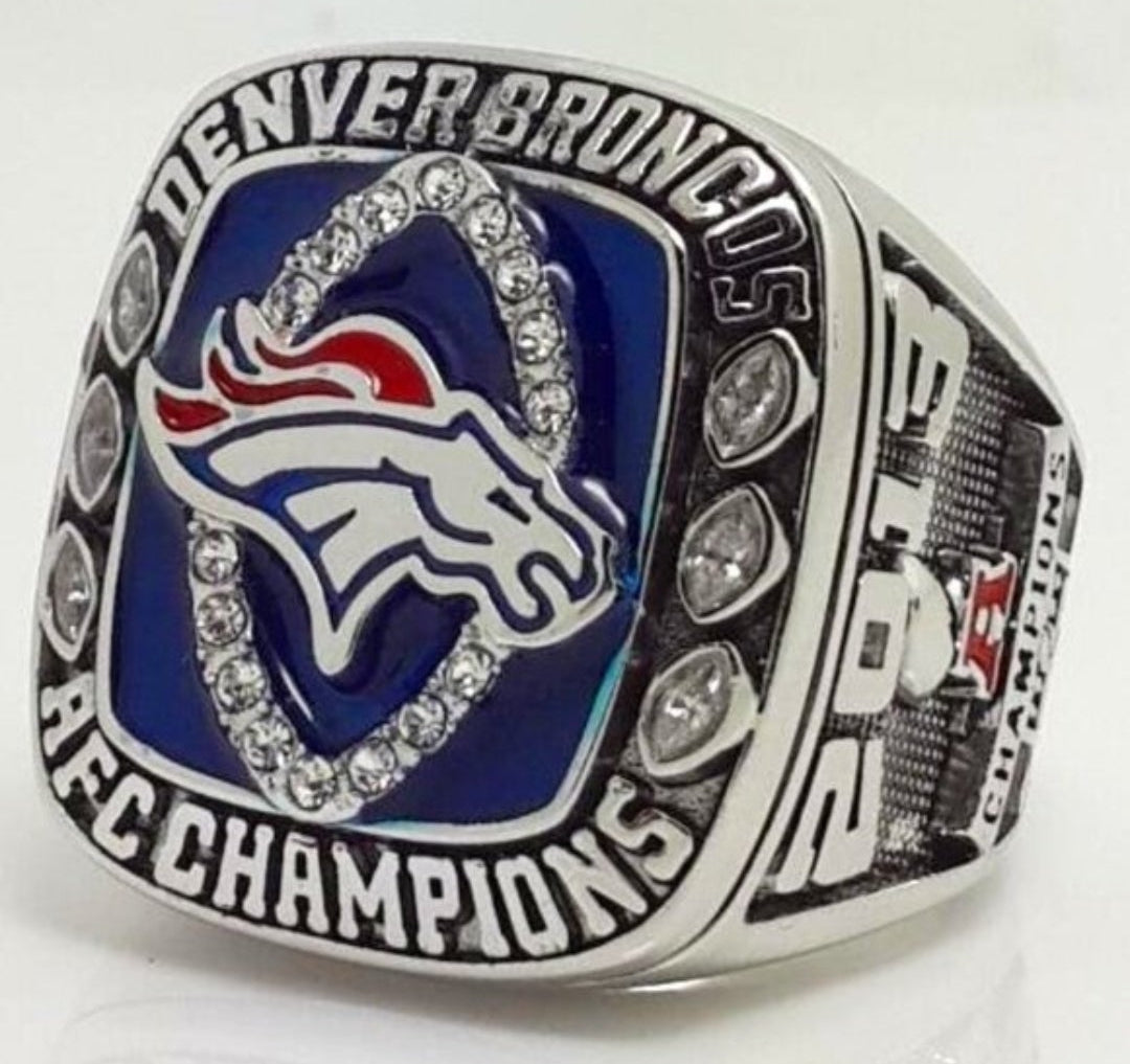 BRAND NEW!💯 HAND-MADE🖐️PEYTON MANNING 2013 BRONCOS COLLECTORS SOUVENIR FOOTBALL SIZE 11 FAN RING WITH BRAND NEW! BLACK DISPLAY PROTECTION RING BOX AND SIX BRAND NEW! PEYTON MANNING 8.5x11 ULTRA PREMIUM GLOSSY 2013 AFC CHAMPIONSHIP REPRINT POSTERS!🤩