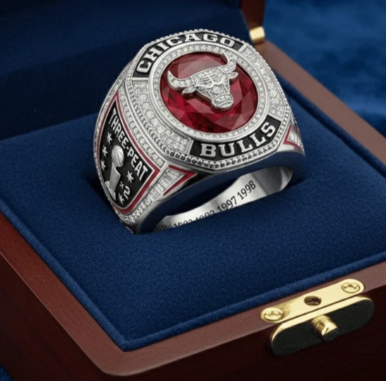 BRAND NEW!💯 CUSTOM MADE🖐️COLLECTORS CHICAGO BULLS SIZE 11 PROFESSIONAL BASKETBALL🏀SOUVENIR HIGH QUALITY FAN RING WITH BRAND NEW! DISPLAY PROTECTION RING BOX WITH 6 BRAND NEW! POSTER SET!🔥