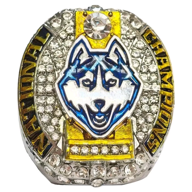 BRAND NEW!💯 CUSTOM MADE🖐️COLLECTORS UCONN HUSKIES COLLEGE SOUVENIR SIZE 11 BASKETBALL FAN RING WITH BRAND NEW! WOOD DISPLAY PROTECTION RING BOX BUNDLE SET!🔥