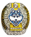 BRAND NEW!💯 CUSTOM MADE🖐️COLLECTORS UCONN HUSKIES COLLEGE SOUVENIR SIZE 11 BASKETBALL FAN RING WITH BRAND NEW! WOOD DISPLAY PROTECTION RING BOX BUNDLE SET!🔥