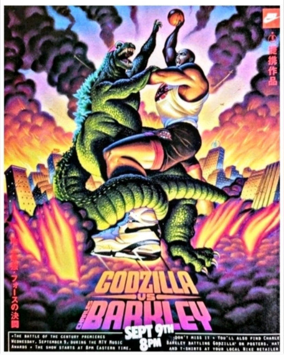 BRAND NEW!💯 CHARLES BARKLEY👊💥VS GODZILLA🔥OLD SCHOOL 8.5x11 ULTRA PREMIUM GLOSSY COLOR ART WALL/LOCKER BASKETBALL🏀REPRINT POSTER!