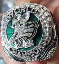 BRAND NEW!💯 HAND-MADE🖐️JALEN HURTS 2025 COLLECTORS SOUVENIR FOOTBALL SIZE 11 FAN RING WITH BRAND NEW! BLACK DISPLAY PROTECTION RING BOX AND SIX BRAND NEW! JALEN HURTS EAGLES 8.5x11 ULTRA PREMIUM GLOSSY 2025 CHAMPION CREATED ORIGINAL POSTERS!🤩