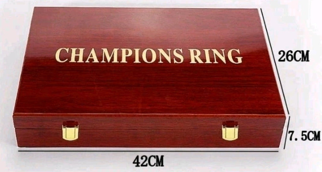 NFL Team Rings Set Of 58 Rings Size 11 Mega 18k Gold Sterling Silver Bundle Set With Mini NFL Trophy🏆And Hardwood Championship Ring Set Display Protection Holder!