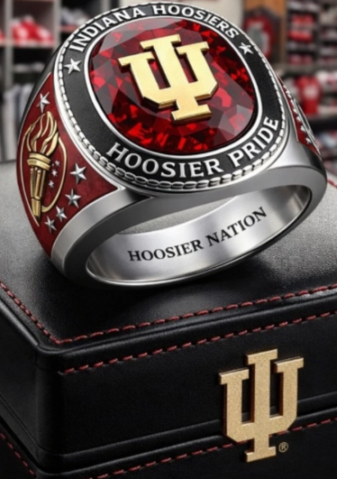 BRAND NEW!💯 CUSTOM MADE🖐️COLLECTORS INDIANA HOOSIERS SIZE 11 COLLEGE SOUVENIR FOOTBALL HIGH QUALITY FAN RING WITH BRAND NEW! DISPLAY PROTECTION RING BOX BUNDLE!🔥