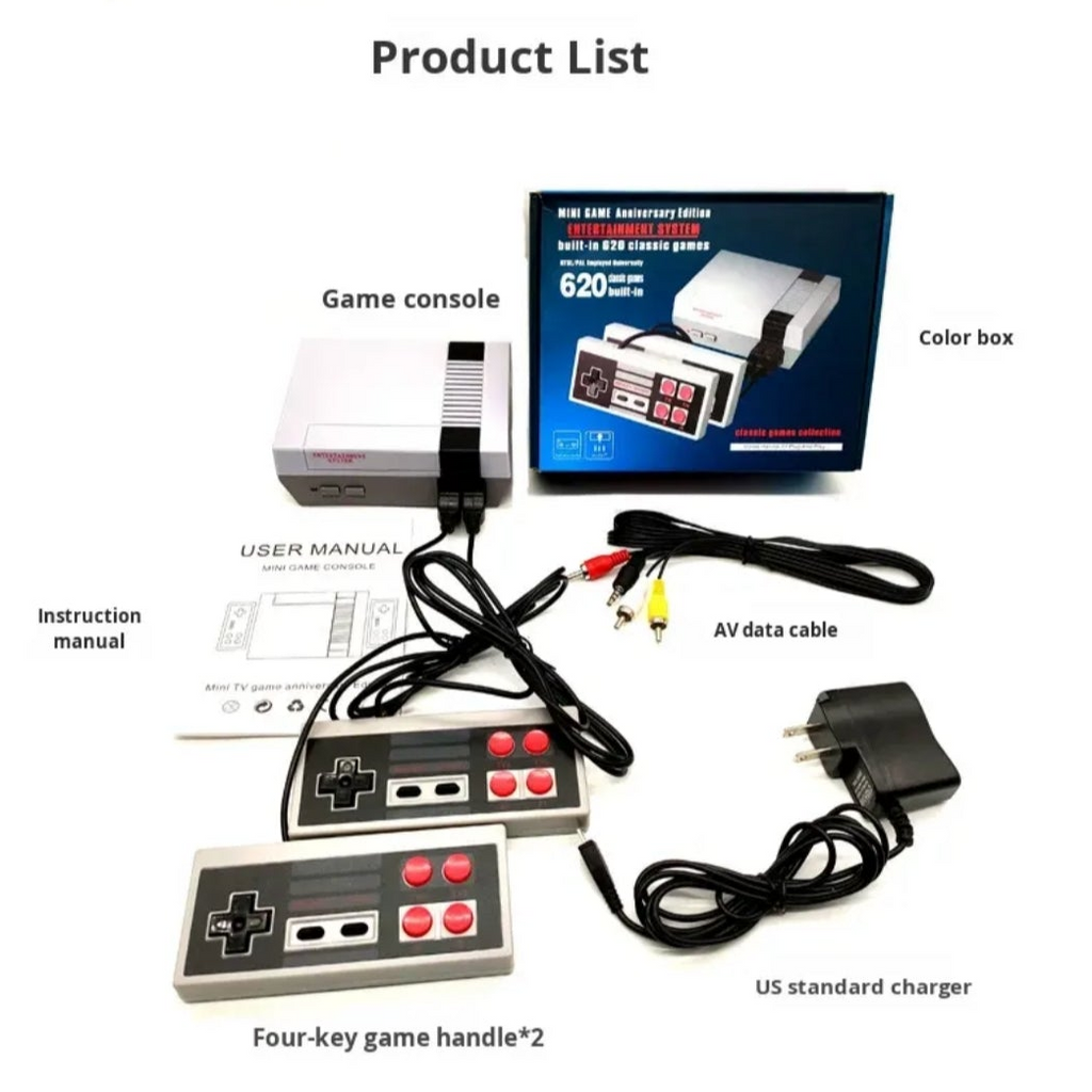 BRAND NEW! CLASSIC 620 BUILT IN NES VIDEO GAME REMAKE SYSTEM WITH 2 BRAND NEW! CONTROLLERS AND HOOKUP ACCESSORIES!