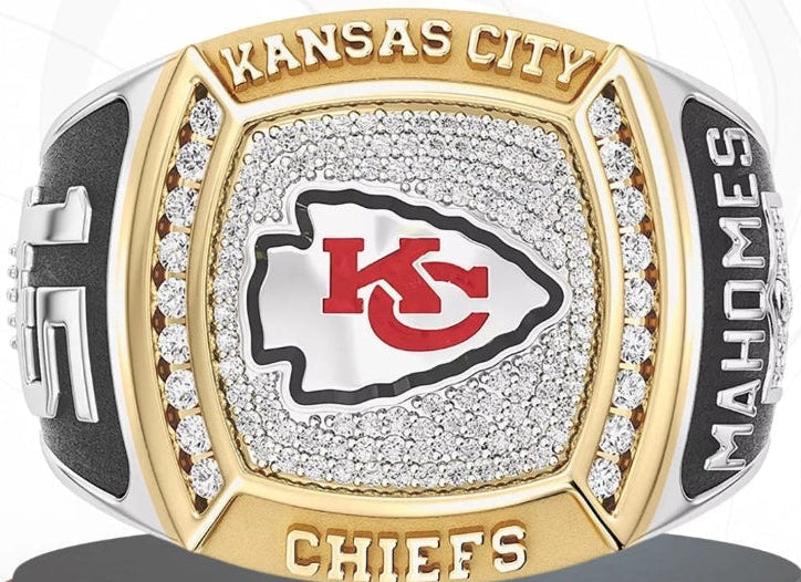NEW!💯 KANSAS CITY CHEIFS CUSTOM-MADE🖐️PATRICK MAHOMES LOADED ICED OUT🥶DIAMOND💎CLUSTER CHAMPIONSHIP🏆HIGH QUALITY ENGRAVED 14K GOLD🌟FOOTBALL🏈SIZE 11 RING!🤩