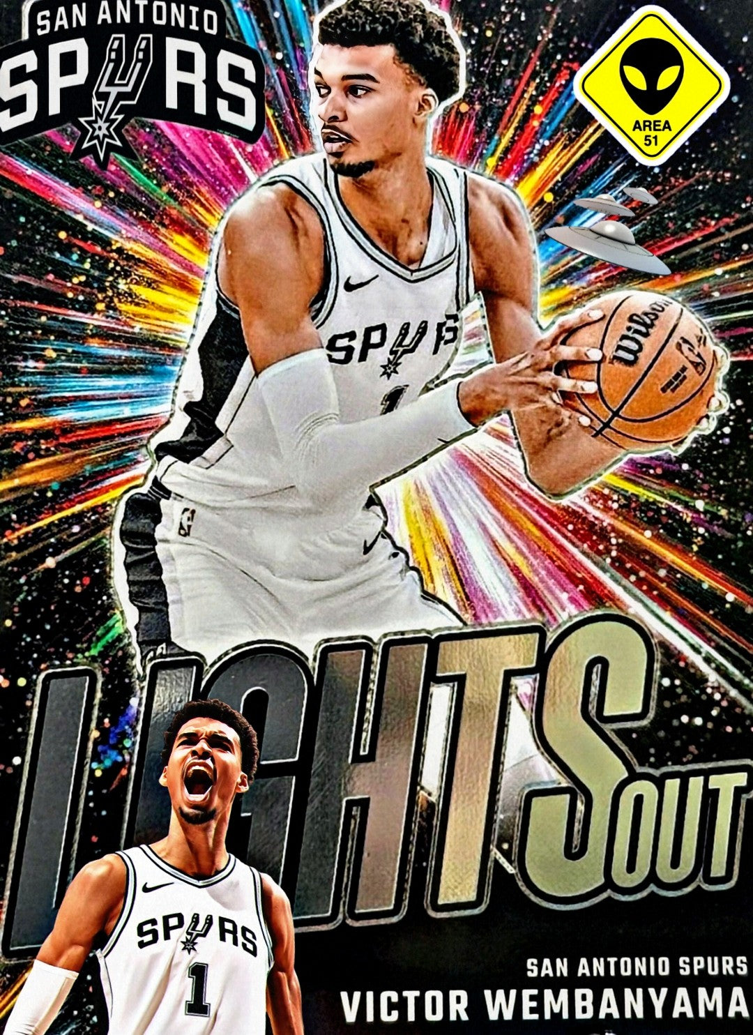 NEW!💯 VICTOR WEMBANYAMA SAN ANTONIO SPURS 8.5x11 DIGITAL DOWNLOAD COLOR ART AREA 51👽ORIGINAL SELF CREATED BASKETBALL POSTER!🤩