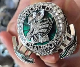 BRAND NEW!💯 HAND-MADE🖐️JALEN HURTS 2025 COLLECTORS SOUVENIR FOOTBALL SIZE 11 FAN RING WITH BRAND NEW! BLACK DISPLAY PROTECTION RING BOX AND SIX BRAND NEW! JALEN HURTS EAGLES 8.5x11 ULTRA PREMIUM GLOSSY 2025 CHAMPION CREATED ORIGINAL POSTERS!🤩