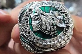 BRAND NEW!💯 HAND-MADE🖐️JALEN HURTS 2025 COLLECTORS SOUVENIR FOOTBALL SIZE 11 FAN RING WITH BRAND NEW! BLACK DISPLAY PROTECTION RING BOX AND SIX BRAND NEW! JALEN HURTS EAGLES 8.5x11 ULTRA PREMIUM GLOSSY 2025 CHAMPION CREATED ORIGINAL POSTERS!🤩