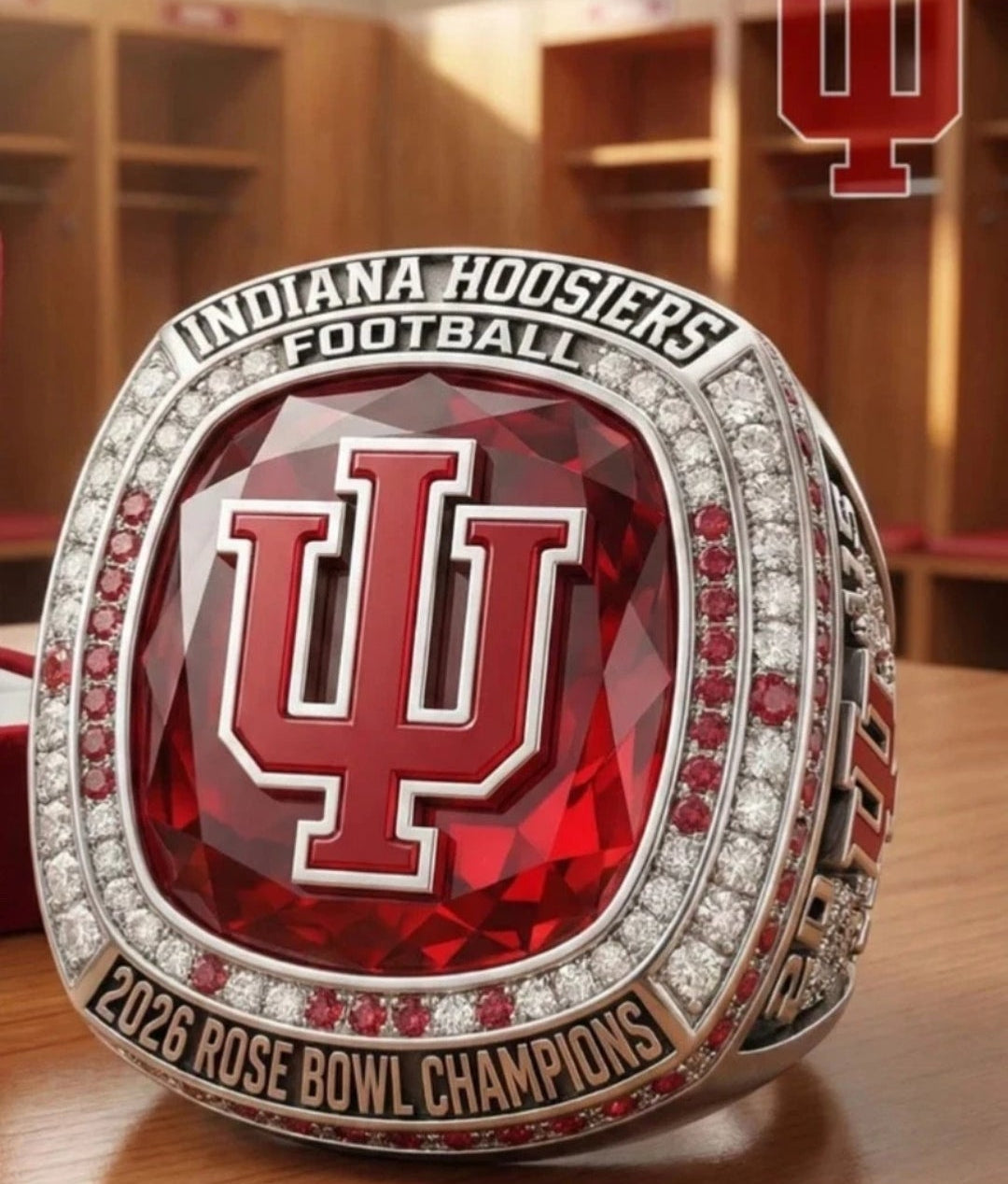 BRAND NEW!💯 CUSTOM MADE🖐️COLLECTORS INDIANA HOOSIERS SIZE 11 COLLEGE SOUVENIR FOOTBALL 2026 ROSE🌹BOWL CHAMPIONS RING WITH BRAND NEW! DISPLAY PROTECTION RING BOX!🤩