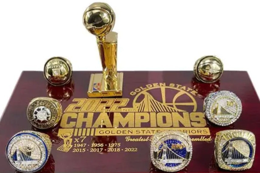 BRAND NEW! STEPHEN CURRY,RICK BARRY AND MORE HANDMADE 7x NBA CHAMPIONSHIP RINGS SIZE 11 GOLDEN STATE WARRIORS 18k 3x GOLD PLATED STERLING SILVER RINGS WITH BRAND NEW! LARGE WOOD 7x CHAMPIONSHIP DISPLAY CASE WARRIORS RING BOX AND CHAMPIONSHIP TROPHY SET!