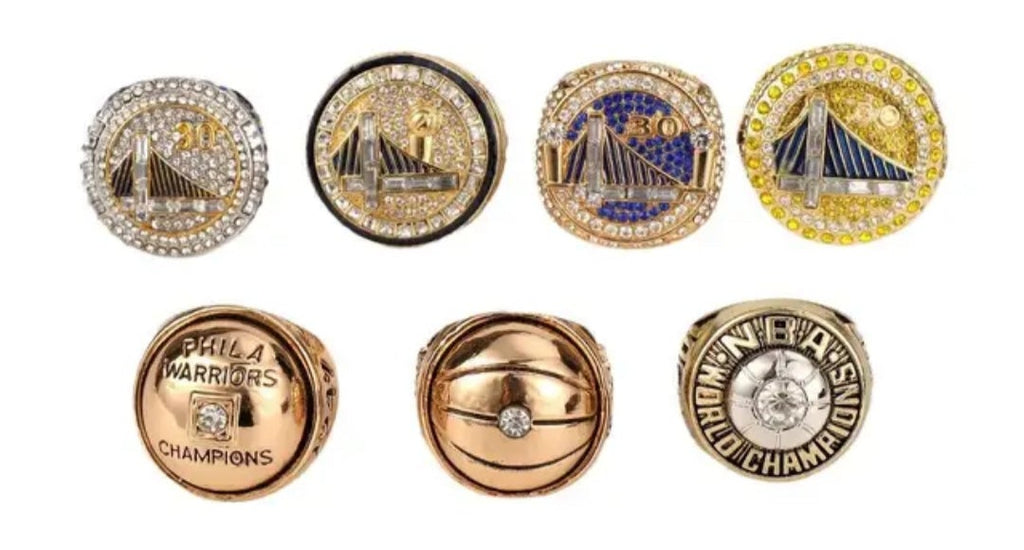 BRAND NEW! STEPHEN CURRY,RICK BARRY AND MORE HANDMADE 7x NBA CHAMPIONSHIP RINGS SIZE 11 GOLDEN STATE WARRIORS 18k 3x GOLD PLATED STERLING SILVER RINGS WITH BRAND NEW! LARGE WOOD 7x CHAMPIONSHIP DISPLAY CASE WARRIORS RING BOX AND CHAMPIONSHIP TROPHY SET!
